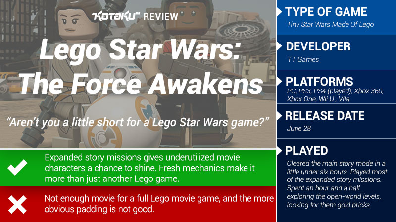 Illustration for article titled Lego Star Wars: The Force Awakens: The Kotaku Review